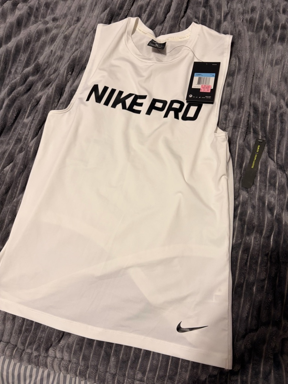 Nike White & Black 'Nike Pro' Sleeveless Training Tank
